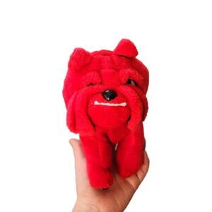 Vintage 1995 Red Bulldog Plush Stuffed Animal Toy 10" Soft Flocked Dog Toy EUC
